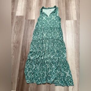Calvin Klein Collection Teal Patterned Maxi Dress